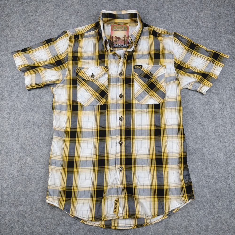 Dixxon Flannel Shirt Men's S Yellow Black Plaid The Open Road Button Up Bamboo